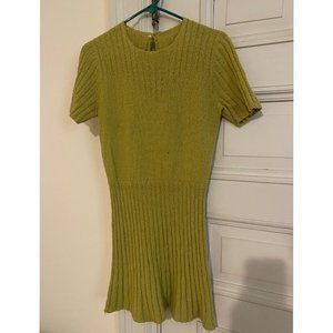 Vintage Chartreuse Green Sweater Mini Dress (altered to be mini) Women's Small